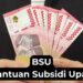 Tangan memegang uang tunai dengan tulisan BSU Bantuan Subsidi Upah 2025