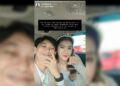 Yono Bakrie dan Vini Caroline berpose di mobil pengantin usai menikah di Samarinda