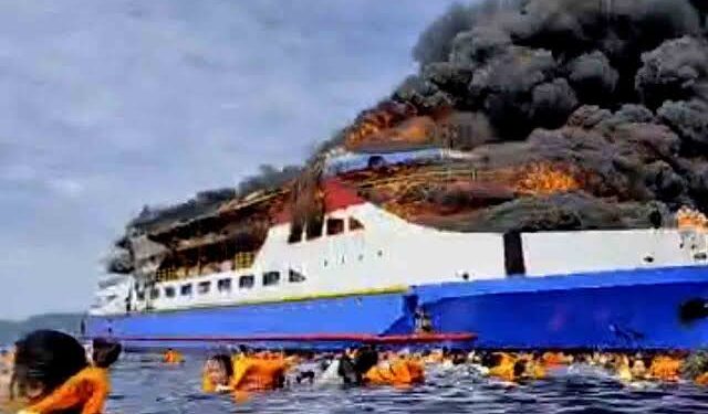 Insiden KM Barcelona 5 Terbakar, Puluhan Penumpang Dievakuasi ke Likupang