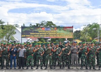 Dandim 1710/Mimika Hadiri Upacara Serah Terima Satgas Pam Obvitnas PT. Freeport Indonesia