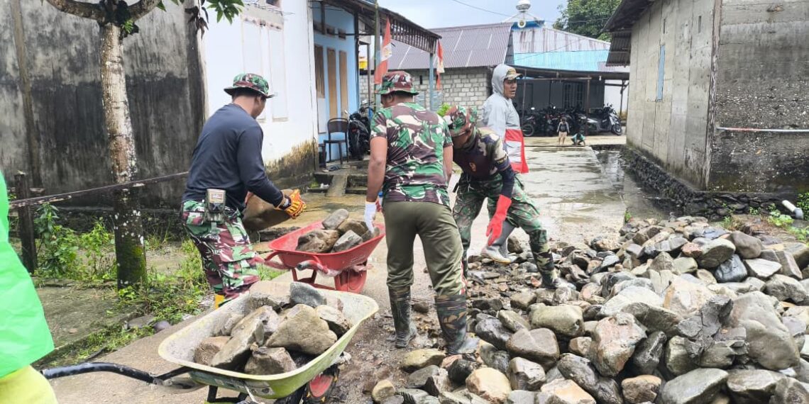 Reol/Drainase Desa Wainono TMMD 125 Kodim 1506/Namlea Capai 82 %