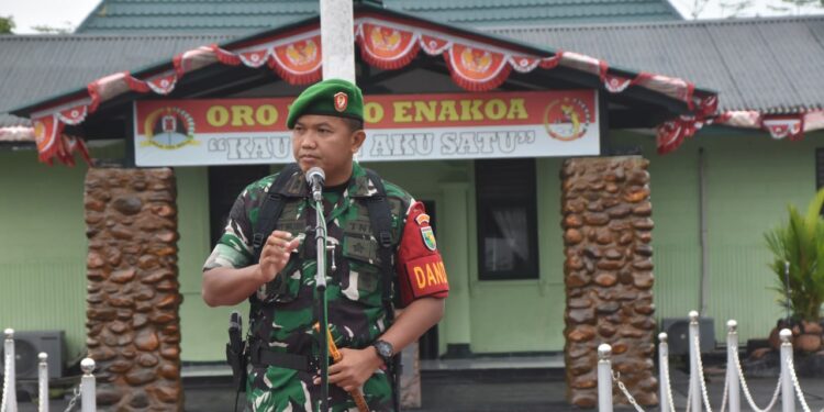 Apel Pagi, Dandim 1710/Mimika Tekankan Prajurit dan PNS Kodim Peka Dengan Situasi Yang Berkembang
