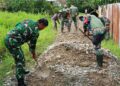 Bakti Nyata Jelang HUT Ke-80 TNI, Kodim 1710/Mimika Perbaiki Jalan Kampung
