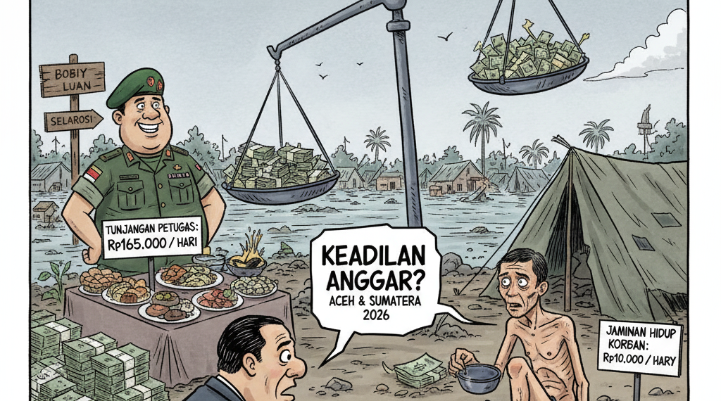 Ilustrasi Sebuah ironi telanjang terkuak dalam skema pembiayaan penanganan bencana di Aceh dan sejumlah wilayah di Sumatera.(Foto: Ist)
