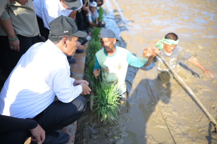 Mentan Amran Gunakan Pendekatan Padat Karya untuk Rehabilitasi Sawah Pasca Bencana