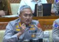 Kapolresta Sleman Kombes Edy Setyanto Erning Wibowo saat mengikuti rapat dengar pendapat dengan Komisi III DPR RI di Kompleks Parlemen, Senayan, Jakarta, Rabu 28 Januari 2026. (Foto: Tangkapan Layar Youtube TVR Parlemen).