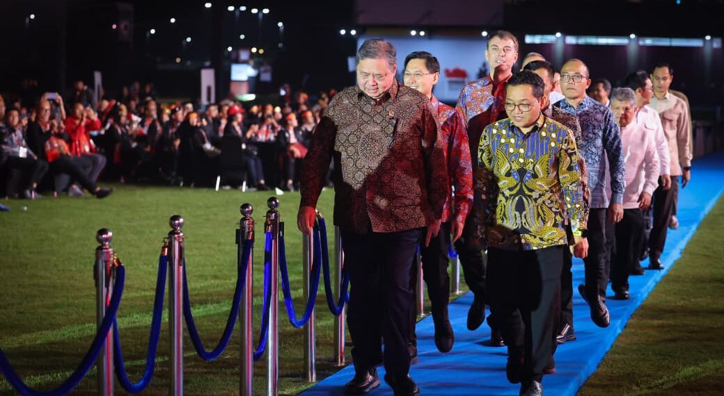 Menteri Koordinator Bidang Perekonomian RI, Airlangga Hartarto, saat menghadiri Pesta Retail 2026 Sampoerna Retail Community (SRC) di Kabupaten Bogor,