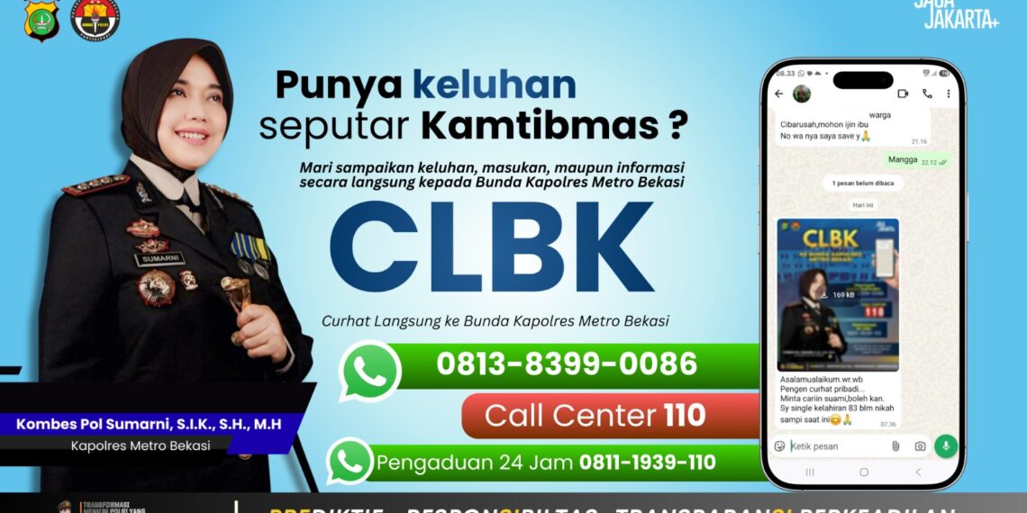 Polres Metro Bekasi juga membuka akses layanan pengaduan lain bagi masyarakat melalui Call Center Polri 110 serta nomor pengaduan 24 jam di 0811-1939-110.