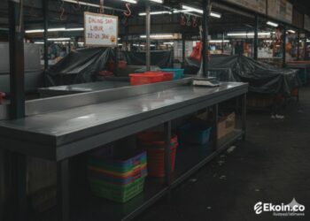 Pemandangan salah satu los daging di pasar tradisional Jabodetabek yang nampak sepi tanpa aktivitas perdagangan, Kamis (22/1/2026). (Ekoin.co/Ilustrasi)