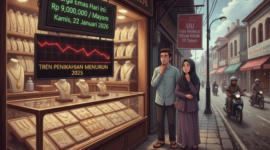 Tingginya harga komoditas emas dan pengetatan aturan usia minimal 19 tahun disinyalir menjadi penyebab utama terus menurunnya angka pernikahan di Provinsi Aceh dalam enam tahun terakhir. (Ekoin.co/Ilustrasi/Istimewa)