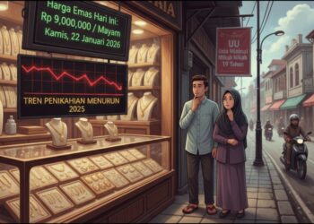 Tingginya harga komoditas emas dan pengetatan aturan usia minimal 19 tahun disinyalir menjadi penyebab utama terus menurunnya angka pernikahan di Provinsi Aceh dalam enam tahun terakhir. (Ekoin.co/Ilustrasi/Istimewa)