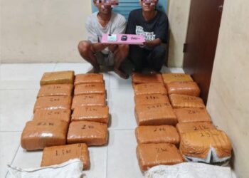 Polres Aceh Tenggara mengamankan dua pria membawa narkotika jenis ganja dengan total berat 50,7 kilogram di wilayah Desa Kati Maju, Kecamatan Ketambe, Selasa (27/1/2026). (Foto: Ist)