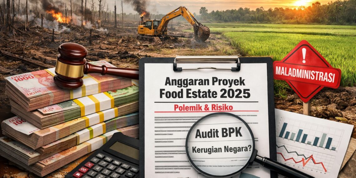 Lahan proyek lumbung pangan nasional yang menjadi sorotan akibat kontroversi penggunaan anggaran lintas tahun. Penggunaan anggaran 2025 untuk kegiatan 2024 dinilai berisiko melanggar prinsip tata kelola keuangan negara. (Foto: Dok. Ekoin.co/Istimewa)"