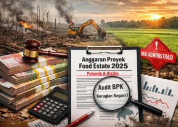Lahan proyek lumbung pangan nasional yang menjadi sorotan akibat kontroversi penggunaan anggaran lintas tahun. Penggunaan anggaran 2025 untuk kegiatan 2024 dinilai berisiko melanggar prinsip tata kelola keuangan negara. (Foto: Dok. Ekoin.co/Istimewa)"