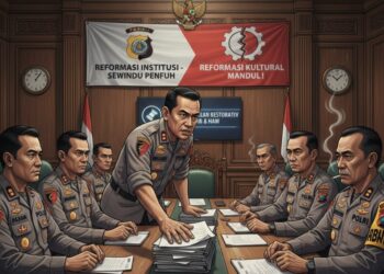 Ilustrasi suasana pertemuan di Mapolda Jawa Timur yang menggambarkan desakan kuat Komisi III DPR RI terhadap perubahan kultur di tubuh Polri
