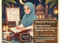 Ilustrasi seorang muslimah yang sedang mencatat jadwal qadha puasa. Menyegerakan penggantian utang puasa sebelum Ramadan tiba adalah bentuk tanggung jawab ibadah dan menghindarkan diri dari kewajiban membayar denda fidyah. (Foto: Istimewa/Ekoin.co)