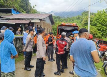 Tim Basarnas di lokasi diduga jatuhnya Pesawat ATR 400 Indonesia Air Transport di kawasan Leang-leang, Kabupaten Maros. MI