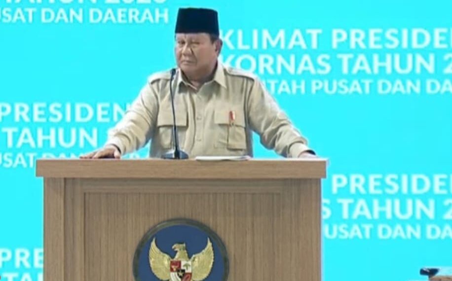 Presiden Prabowo Subianto di Rakornas Pusat dan Daerah (Ist)