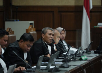 Tim JPU dalam sidang perkara korupsi Tata Kelola Minyak Mentah di Pertamina