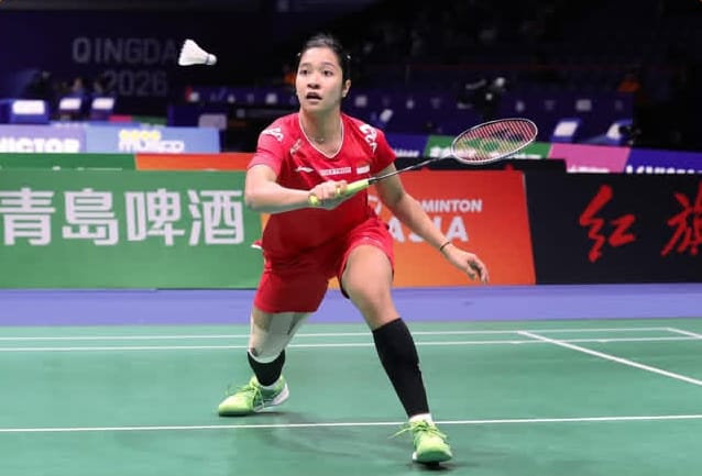 Ester Nurumi Tri Wardoyo saat berhasil memastikan poin penentu bagi kemenangan tim putri Indonesia atas Thailand di babak perempat final BATC 2026. Indonesia akan menghadapi tantangan berat melawan Korea Selatan di babak semifinal besok. (Foto: Humas PBSI/Ekoin.co)