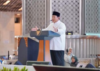 Presiden Prabowo di masjid Istiqlal, saat pelantikan Pengurus MUI, Sabtu