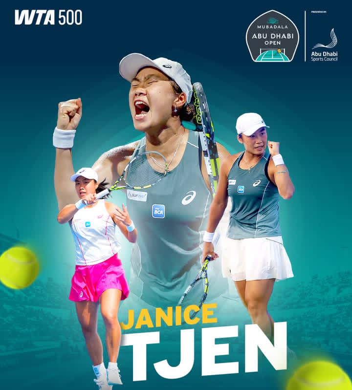 Aksi Janice Tjen saat melepaskan forehand tajam di turnamen WTA 1000 Dubai. Konsistensi pemain berusia 23 tahun ini membawanya menjadi petenis putri Indonesia dengan peringkat dunia terbaik dalam satu dekade terakhir. (Foto: Dok. WTA/Istimewa)