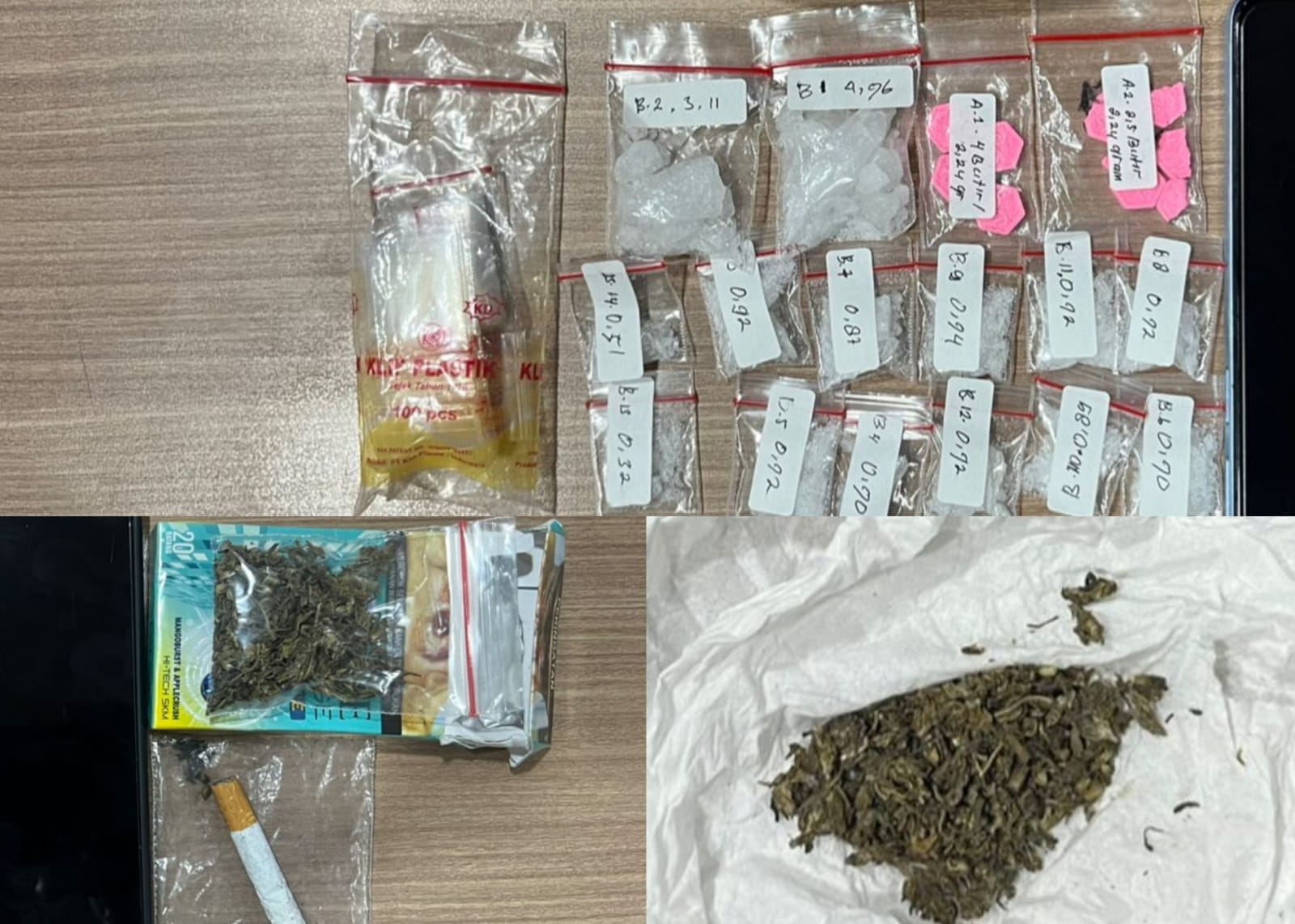 Barang bukti narkotika di perumahan Bekasi. (Humas PMJ)