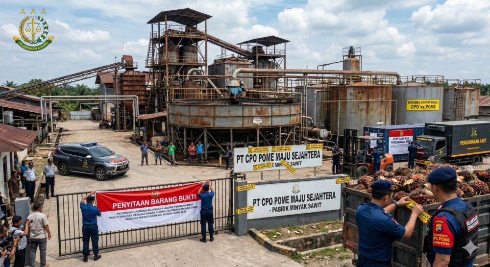Ilustrasi Petugas kejaksaan saat melakukan pengamanan di salah satu pabrik kelapa sawit yang menjadi objek penyidikan.
