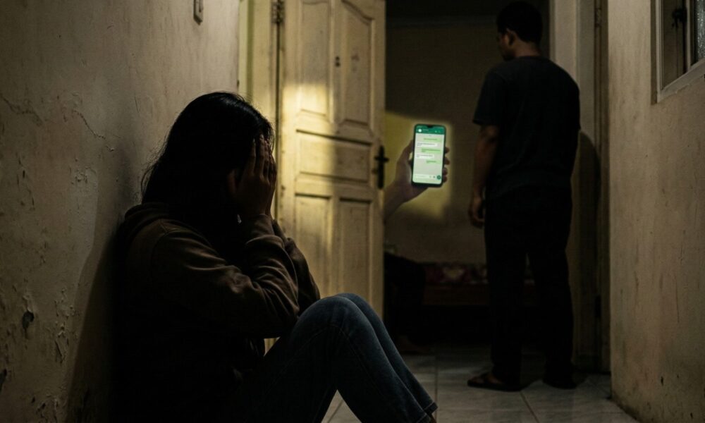 Ilustrasi seorang remaja putri yang terjebak dalam pusaran eksploitasi seksual. Janji pekerjaan layak yang berubah menjadi jeratan prostitusi daring lewat aplikasi MiChat meninggalkan trauma psikologis mendalam bagi para korban di bawah umur.