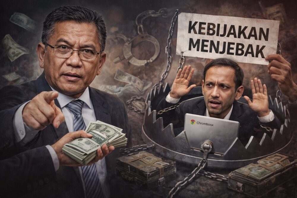 Anggota Komisi III DPR RI Hinca Pandjaitan menyoroti fenomena “kebijakan menjebak” dalam pemerintahan serta potensi konflik kepentingan dalam kasus pengadaan laptop Chromebook yang menyeret nama mantan Mendikbud Nadiem Makarim.