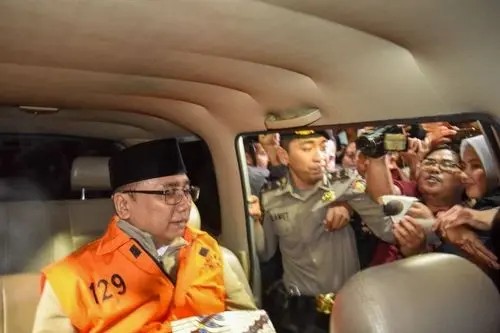 Mantan Menteri Agama Yaqut Cholil Qoumas saat menghadiri agenda pemeriksaan terkait kasus dugaan korupsi kuota haji khusus yang diusut Komisi Pemberantasan Korupsi di Jakarta.