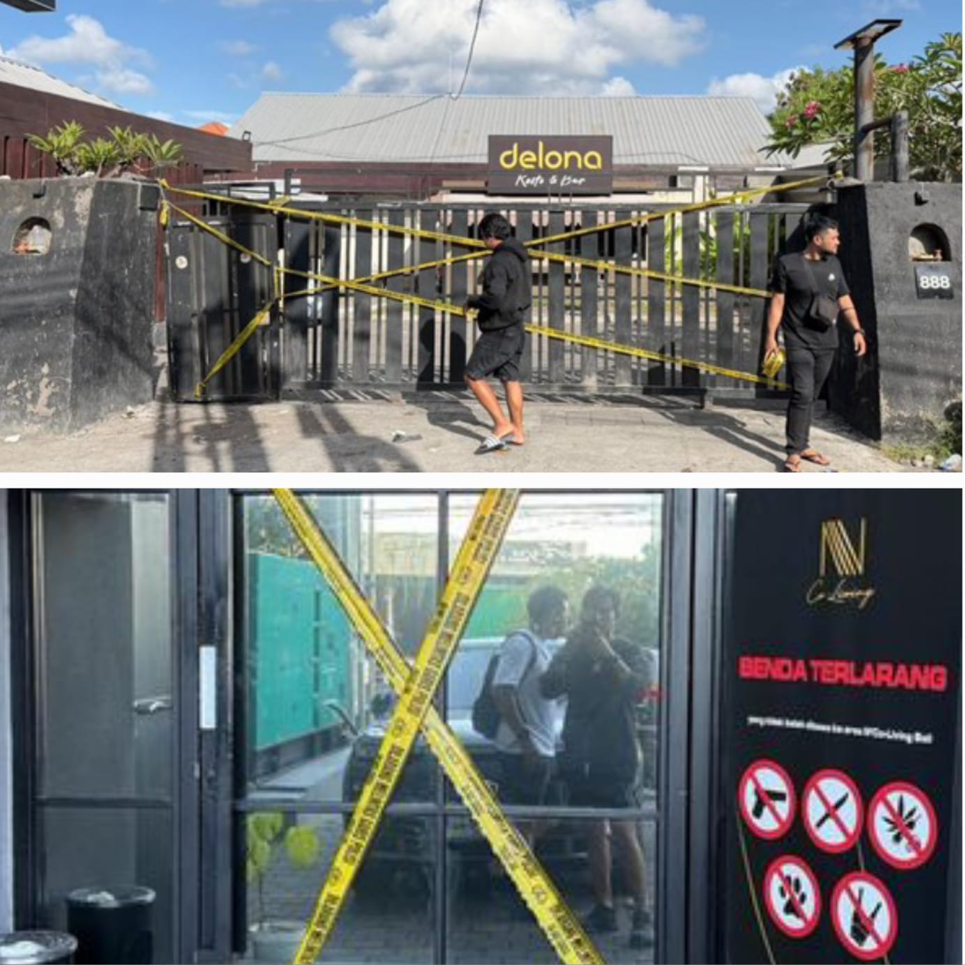 Bareskrim Polri menyegel tempat hiburan malam Delona dan N Co-Living di Denpasar, Bali terkait dugaan peredaran narkotika, Kamis (2 April 2026). (Ist)